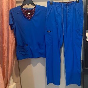koi royal blue scrub set